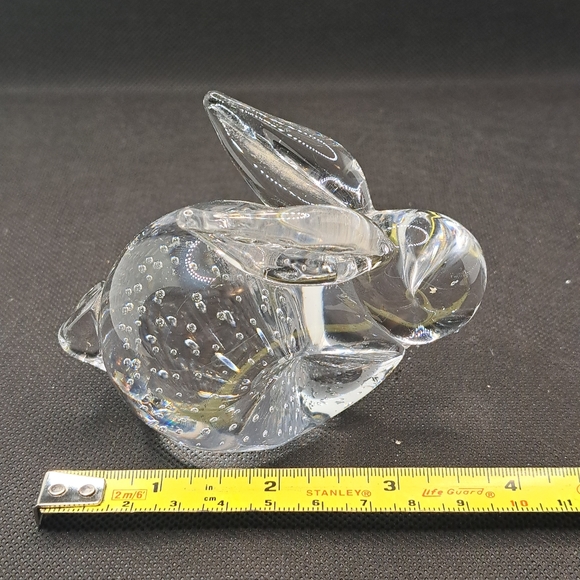 Clear Hand Blown Crystal Glass Bullicante Bunny Rabbit Figurine/Paperweight - Picture 2 of 5